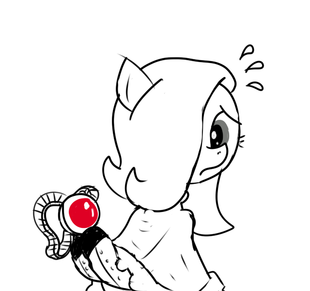 Size: 640x600 | Tagged: safe, artist:ficficponyfic, derpibooru import, oc, oc:emerald jewel, demon, earth pony, pony, colt quest, amulet, child, clothes, colt, cyoa, foal, frown, gem, hair over one eye, jewelry, male, monochrome, scared, solo, story included, worried