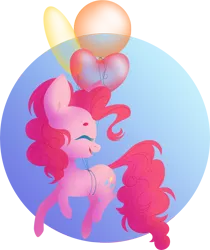 Size: 5000x5966 | Tagged: safe, artist:belka-sempai, derpibooru import, pinkie pie, earth pony, pony, absurd resolution, balloon, cute, cutie mark, eyes closed, female, floating, hooves, lineless, mare, open mouth, simple background, smiling, solo, then watch her balloons lift her up to the sky, transparent background
