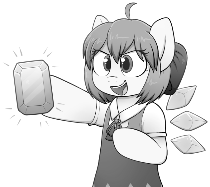 Size: 1964x1748 | Tagged: safe, derpibooru import, ponified, fairy, fairy pony, original species, pony, buck legacy, ahoge, anime, black and white, bow, card art, cirno, colorless, crossover, crystal, female, grayscale, hair bow, ice, jewel, mare, monochrome, parody, simple background, solo, touhou, transparent background, wings