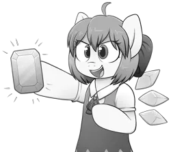 Size: 1964x1748 | Tagged: safe, derpibooru import, ponified, fairy, fairy pony, original species, pony, buck legacy, ahoge, anime, black and white, bow, card art, cirno, colorless, crossover, crystal, female, grayscale, hair bow, ice, jewel, mare, monochrome, parody, simple background, solo, touhou, transparent background, wings