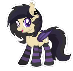 Size: 900x881 | Tagged: safe, artist:darkwolfhybrid, derpibooru import, oc, oc:darkius wolficus, unofficial characters only, bat pony, base used, bat pony oc, bat wings, chest fluff, clothes, collar, ear fluff, ear piercing, female, freckles, mare, piercing, simple background, socks, solo, striped socks, transparent background, wings