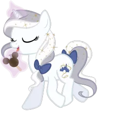 Size: 1229x1200 | Tagged: safe, artist:herfaithfulstudent, derpibooru import, oc, oc:day dreamer, unofficial characters only, pony, aura, bow, disney, food, hair bow, ice cream, mickey mouse, solo, sparkles, trotting, vector