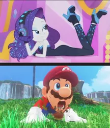 Size: 472x547 | Tagged: safe, derpibooru import, edit, rarity, equestria girls, equestria girls series, the other side, cropped, fossil falls, image, mario, nintendo, open mouth, png, reaction image, super mario bros., super mario odyssey