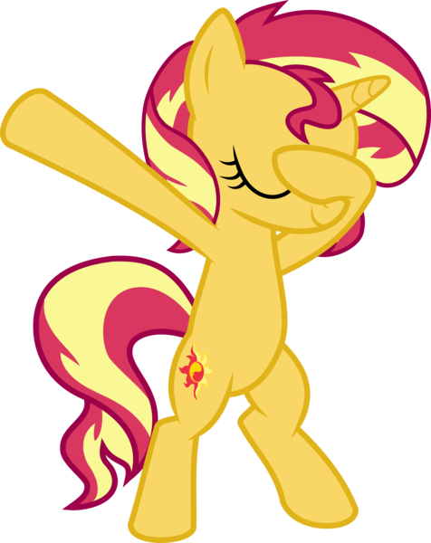 Size: 3000x3778 | Tagged: safe, artist:wissle, derpibooru import, sunset shimmer, pony, unicorn, bipedal, covering eyes, covering face, cute, dab, eyes closed, facehoof, female, high res, mare, shimmerbetes, simple background, smiling, solo, transparent background, vector