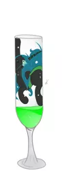 Size: 780x2144 | Tagged: safe, artist:groomlake, derpibooru import, queen chrysalis, changeling, changeling queen, pony, alcohol, colored, drink, female, glass, signature, silly, simple, simple background, solo, spots, tiny, tiny ponies, white background