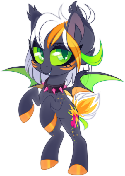 Size: 2409x3384 | Tagged: safe, artist:zombie, derpibooru import, oc, oc:dree deray, unofficial characters only, bat pony, bat pony oc, bat wings, choker, female, mare, simple background, slit eyes, solo, spiked choker, transparent background, wings