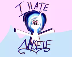 Size: 2000x1600 | Tagged: artist:wonderschwifty, derpibooru import, i hate myself, print, safe, vinyl scratch