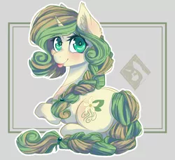 Size: 2578x2353 | Tagged: safe, artist:skylacuna, derpibooru import, oc, oc:forest blossom, unofficial characters only, pony, unicorn, female, mare, prone, solo, tongue out