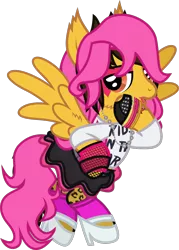 Size: 988x1382 | Tagged: safe, artist:lightningbolt, derpibooru import, ponified, pegasus, pony, .svg available, alex gaskarth, all time low, bracelet, cheek fluff, clothes, crossdressing, ear fluff, eyeshadow, fake tail, fingerless gloves, flying, gloves, high heels, hoof fluff, hoof on hip, jewelry, lidded eyes, lipstick, looking at you, makeup, male, necklace, open mouth, shirt, shoes, simple background, skirt, socks, solo, spread wings, stallion, stockings, svg, tattoo, thigh highs, transparent background, vector, wig, wing fluff, wings