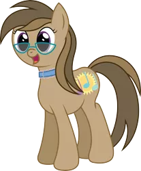 Size: 3165x3825 | Tagged: safe, artist:joey, derpibooru import, oc, oc:dawnsong, unofficial characters only, earth pony, pony, 2019 community collab, derpibooru community collaboration, collar, female, glasses, show accurate, simple background, solo, transparent background, vector