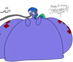 Size: 3525x3024 | Tagged: artist:lukewarmluke, belly, big belly, birthday, both cutie marks, butt, colored, color edit, colorist:threeareess, derpibooru import, edit, happy birthday, hose, huge belly, huge butt, impossibly large belly, impossibly large butt, inflation, large butt, milkshake, oc, oc:felicity stars, suggestive