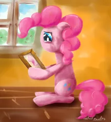 Size: 3346x3669 | Tagged: safe, artist:instant-noodle5, derpibooru import, pinkie pie, pony, magic duel, crying, magical amputation, modular, no mouth, no nose, photo, sad, solo, teary eyes