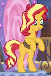 Size: 454x676 | Tagged: safe, derpibooru import, screencap, sunset shimmer, pony, unicorn, equestria girls, equestria girls series, forgotten friendship, cute, in the human world for too long, rearing, solo