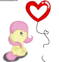 Size: 2080x2198 | Tagged: safe, artist:chiuuchiuu, artist:leslers, derpibooru import, fluttershy, pegasus, pony, balloon, chibi, colored, cute, female, heart balloon, mare, simple background, sitting, solo, transparent background