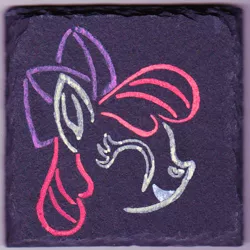 Size: 1232x1232 | Tagged: apple bloom, artist:malte279, craft, derpibooru import, head only, liquid chalk, safe, simplistic art style, slate, solo