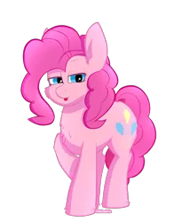 Size: 1800x2200 | Tagged: safe, artist:silshadnic, deleted from derpibooru, derpibooru import, pinkie pie, pony, cute, fluffy, looking at you, raised hoof, simple background, solo, tongue out, transparent background