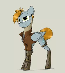 Size: 952x1061 | Tagged: safe, artist:sinrar, derpibooru import, oc, oc:comet trail, pegasus, pony, boots, clothes, folded wings, shoes, simple background, solo, wings