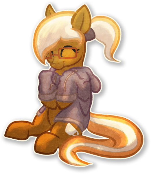 Size: 1489x1713 | Tagged: safe, artist:amura-of-jupiter, derpibooru import, oc, oc:coffee creme, unofficial characters only, pegasus, pony, clothes, female, glasses, ponytail, solo, sweater