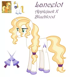 Size: 1516x1660 | Tagged: applejack, artist:alongcomesmaryann, bluejack, derpibooru import, female, male, offspring, parent:applejack, parent:prince blueblood, parents:bluejack, prince blueblood, safe, shipping, straight