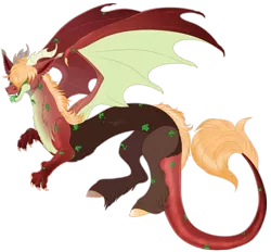Size: 1487x1377 | Tagged: safe, artist:bijutsuyoukai, derpibooru import, oc, unofficial characters only, draconequus, hybrid, claws, draconequus oc, dragon wings, forked tongue, green tongue, hair over eyes, horns, interspecies offspring, magical gay spawn, magical threesome spawn, male, multiple parents, offspring, parent:big macintosh, parent:discord, parent:spike, parents:dispikemac, pony hooves, scales, simple background, solo, tongue out, transparent background, unshorn fetlocks, wing claws, wings