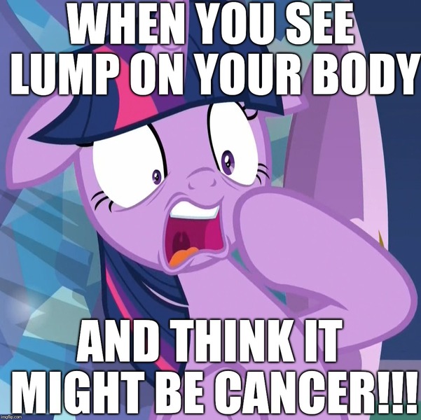 Size: 1080x1079 | Tagged: semi-grimdark, derpibooru import, edit, edited screencap, screencap, twilight sparkle, twilight sparkle (alicorn), alicorn, pony, molt down, cancer (disease), caption, cropped, excessive exclamation marks, faic, floppy ears, gasp, horrified, image macro, meme, open mouth, relatable, shocked, solo, spike's room, text, wide eyes