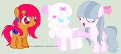 Size: 1024x456 | Tagged: safe, artist:xylenneisnotamazing, derpibooru import, oc, oc:charmie cupcake, oc:ice cream, oc:kawaii des, unofficial characters only, earth pony, pegasus, pony, colored wings, female, filly, simple background, wings