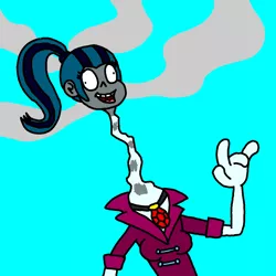 Size: 1200x1200 | Tagged: artist:blackrhinoranger, blue background, burned, dazzle-eds, derpibooru import, ed edd n eddy, honor thy ed, safe, shrunken head, simple background, smoke, solo, sonata dusk