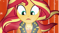 Size: 800x450 | Tagged: safe, derpibooru import, screencap, sunset shimmer, equestria girls, equestria girls series, forgotten friendship, alternative cutie mark placement, animated, facial cutie mark, female, geode of empathy, gif, magical geodes, solo
