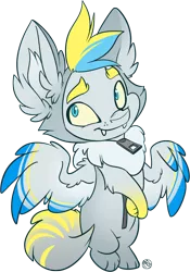 Size: 1376x1968 | Tagged: animal costume, arms folded, artist:kez, bipedal, chest fluff, clothes, costume, cute, derpibooru import, ear fluff, fangs, fluffy, halloween, halloween costume, holiday, oc, oc:cirrus sky, puppy dog eyes, safe, semi-anthro, smiling, solo, unofficial characters only, wolf costume, zipper