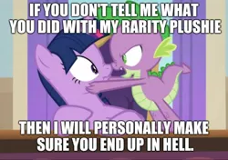 Size: 1534x1080 | Tagged: safe, derpibooru import, edit, edited screencap, editor:apex soundwave, screencap, spike, twilight sparkle, twilight sparkle (alicorn), alicorn, dragon, pony, school daze, angry, caption, duo, female, funny, image macro, imgflip, joke, male, mare, obsessed, owo, school of friendship, scrunchy face, text, twilight's office, vulgar