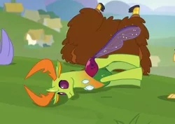 Size: 1447x1027 | Tagged: changedling, changeling, cloven hooves, cropped, derpibooru import, dropping thorax, faic, king thorax, male, prince rutherford, safe, school daze, screencap, thorax, yak