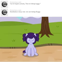 Size: 540x540 | Tagged: artist:aha-mccoy, ask, derpibooru import, description is relevant, female, filly, nopony-ask-mclovin, oc, oc:buggy, offspring, original species, parent:oc:anonlestia, parent:oc:glitch, parents:oc x oc, safe, solo, tumblr, unofficial characters only