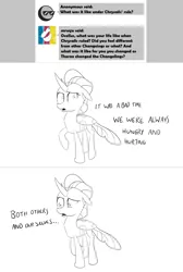 Size: 1280x1906 | Tagged: artist:sintakhra, ask, changedling, changeling, derpibooru import, monochrome, ocellus, safe, solo, tumblr, tumblr:studentsix