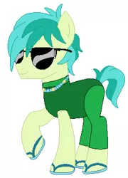 Size: 270x376 | Tagged: safe, artist:freshlybaked2014, derpibooru import, sandbar, earth pony, pony, glasses, male, sandals, stallion, sunglasses