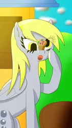 Size: 1080x1920 | Tagged: safe, artist:jimmy draws, derpibooru import, derpy hooves, pegasus, pony, cute, food, muffin