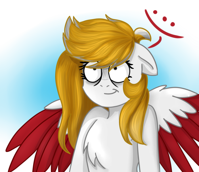 Size: 3000x2600 | Tagged: safe, artist:rskyfly, derpibooru import, oc, oc:silver hush, unofficial characters only, pegasus, pony, ..., :t, bust, chest fluff, commission, female, floppy ears, mare, portrait, simple background, solo, spread wings, transparent background, wide eyes, wings, ych result