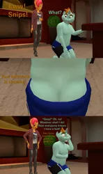 Size: 1920x3240 | Tagged: 3d, anthro, artist:papadragon69, babs seed, bips, butt crack, clothes, comic, derpibooru import, female, male, sarcasm, shipping, shorts, snips, source filmmaker, straight, suggestive