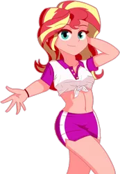 Size: 1280x1851 | Tagged: safe, artist:vidorii, derpibooru import, sunset shimmer, equestria girls, belly button, female, front knot midriff, human coloration, midriff, simple background, solo, transparent background