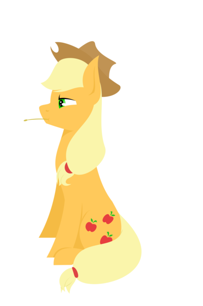 Size: 3000x4509 | Tagged: safe, alternate version, artist:alltimemine, derpibooru import, applejack, earth pony, pony, cowboy hat, cutie mark, female, hat, haystick, high res, inkscape, lineless, mare, mouth hold, profile, simple background, sitting, solo, straw in mouth, transparent background, vector