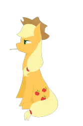 Size: 3000x4509 | Tagged: safe, alternate version, artist:alltimemine, derpibooru import, applejack, earth pony, pony, cowboy hat, cutie mark, female, hat, haystick, high res, inkscape, lineless, mare, mouth hold, profile, simple background, sitting, solo, straw in mouth, transparent background, vector