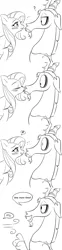 Size: 900x3606 | Tagged: safe, artist:dilandau203, derpibooru import, discord, fluttershy, draconequus, pegasus, pony, blushing, comic, cute, discoshy, discute, female, heart, lineart, looking at each other, male, mare, monochrome, question mark, shipping, shy, shyabetes, simple background, smiling, smooch, speech bubble, straight, surprised, white background