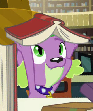 Size: 328x389 | Tagged: safe, derpibooru import, screencap, spike, spike the regular dog, dog, equestria girls, equestria girls series, forgotten friendship, book, cute, male, smiling, spikabetes