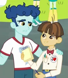Size: 545x622 | Tagged: safe, derpibooru import, screencap, blueberry cake, curly winds, some blue guy, tennis match, wiz kid, all's fair in love and friendship games, equestria girls, friendship games, background human, care root, gay, male, shipping, shipping fuel, wizwinds