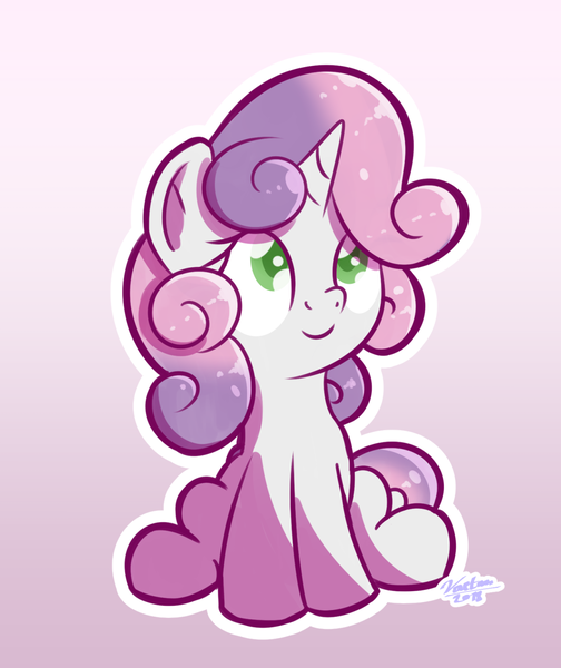 Size: 1075x1280 | Tagged: safe, artist:vaetan, derpibooru import, sweetie belle, pony, unicorn, cute, female, filly, sitting, solo