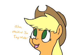 Size: 883x652 | Tagged: safe, artist:yipsy, derpibooru import, applejack, earth pony, pony, animated, animated in description, barely animated, caption, female, frame by frame, gif, gif with captions, mare, no pupils, silly, silly pony, solo, squigglevision, who's a silly pony