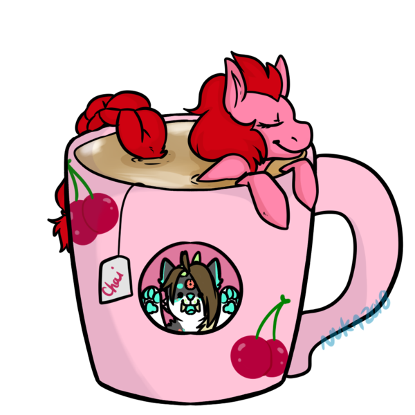 Size: 1000x1000 | Tagged: artist:currypuppy, chai tea, coffee mug, derpibooru import, mug, oc, oc:cherryfiller, relaxing, safe, solo, unofficial characters only