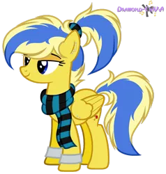 Size: 1024x1076 | Tagged: safe, artist:diamond-chiva, derpibooru import, oc, oc:melody sweetheart, pegasus, pony, clothes, ear piercing, female, mare, piercing, scarf, simple background, solo, transparent background, wing piercing