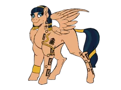 Size: 2732x2048 | Tagged: safe, artist:percy-mcmurphy, derpibooru import, oc, oc:desert skies, unofficial characters only, pegasus, pony, beauty mark, blank flank, commission, ear fluff, eyeshadow, female, headband, jewelry, magical lesbian spawn, makeup, mare, next generation, offspring, parent:queen cleopatrot, parent:somnambula, simple background, solo, tattoo, transparent background