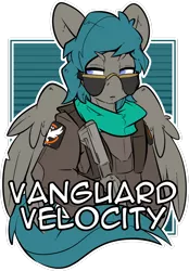 Size: 1280x1839 | Tagged: safe, artist:bbsartboutique, derpibooru import, oc, oc:vanguard velocity, unofficial characters only, pegasus, pony, aviator glasses, gun, the division, weapon