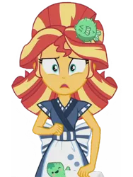 Size: 1536x2048 | Tagged: safe, derpibooru import, edit, edited screencap, editor:lonely fanboy48, screencap, sunset shimmer, eqg summertime shorts, equestria girls, good vibes, spoiler:eqg specials, background removed, clothes, cute, food, happi, sunset sushi, sushi, worried